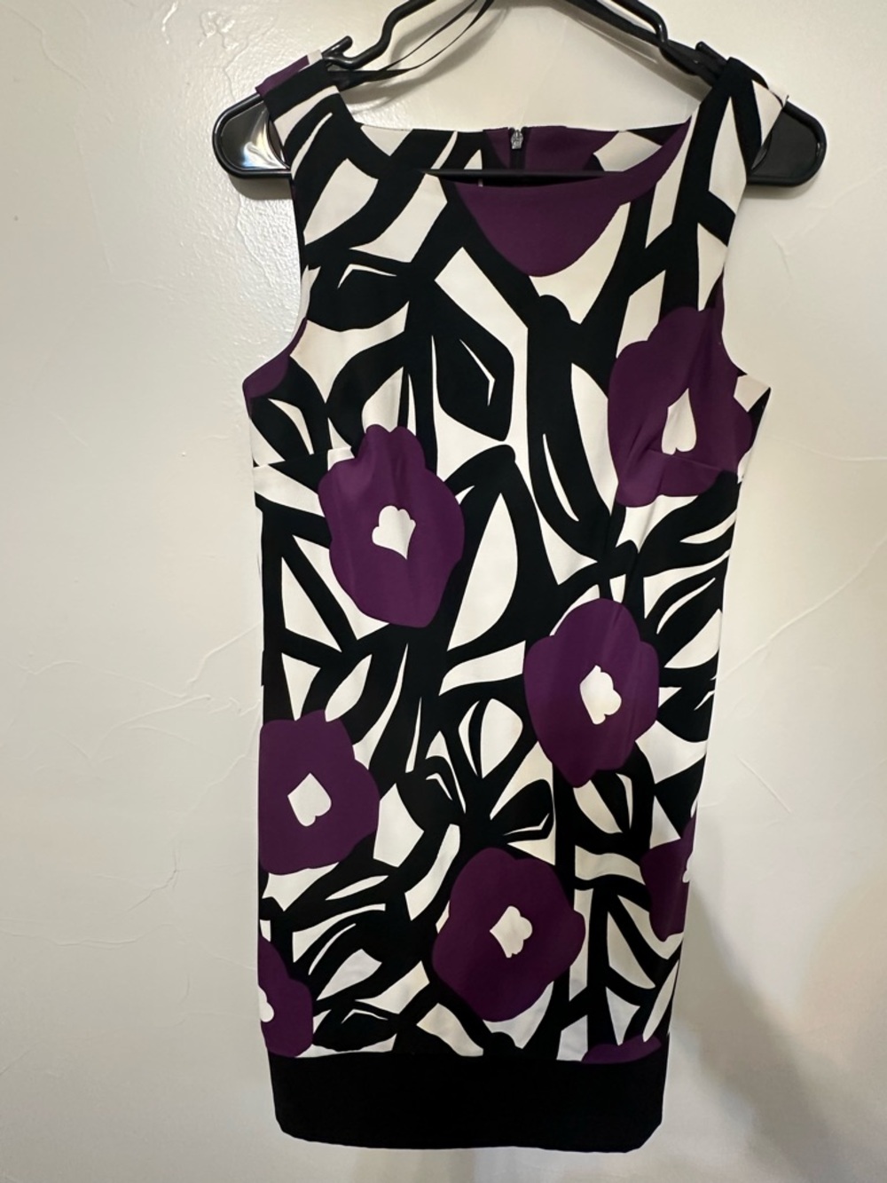 AB Studio Black and Purple Floral Sheath Mini Dress